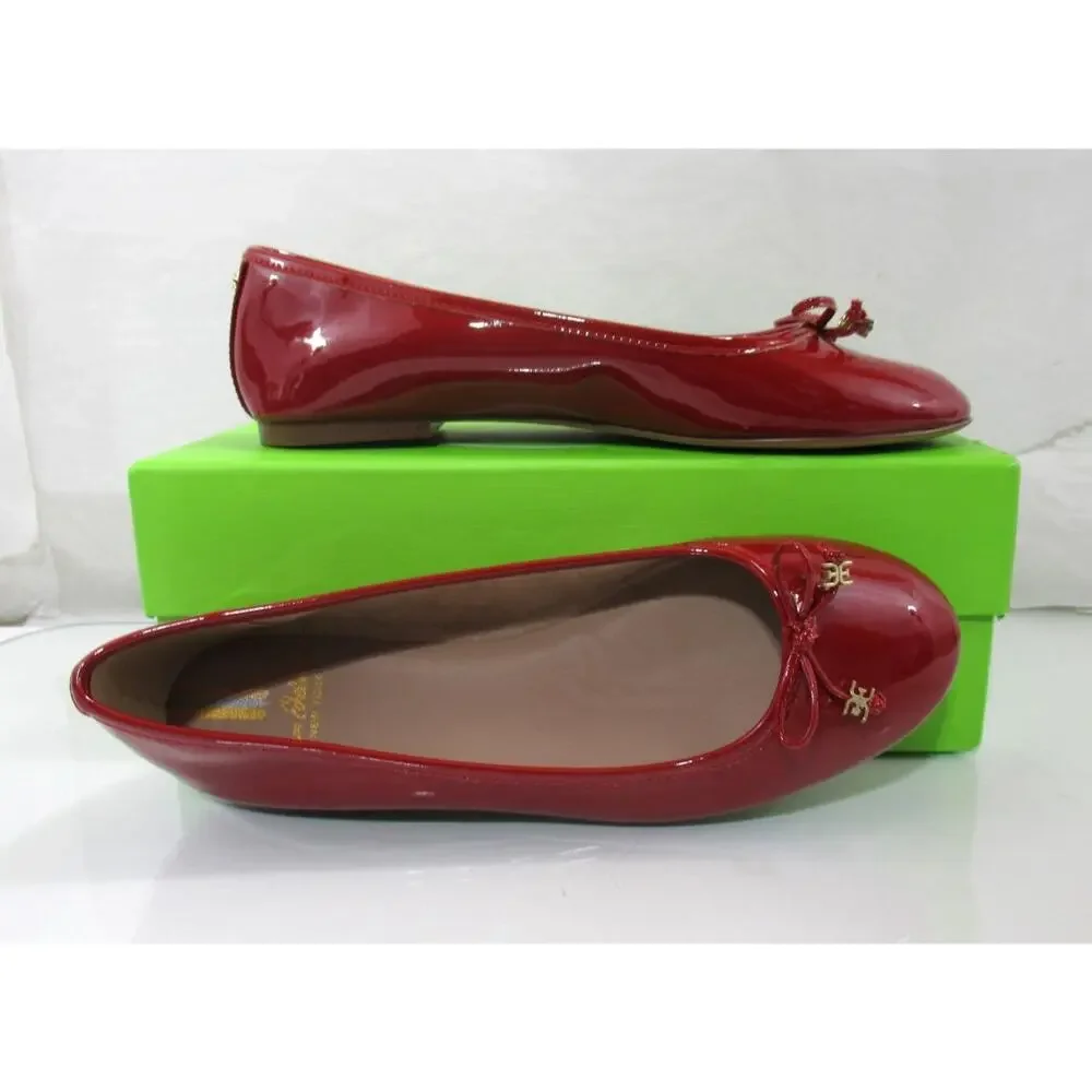 Sam Edelman Felicia Bow Detail Ballet Flat Shoes Lux Red Patent Size 7.5